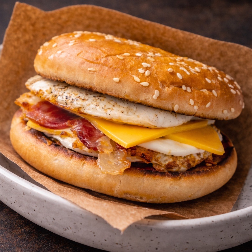 Сендвіч з яйцем,сиром і беконом